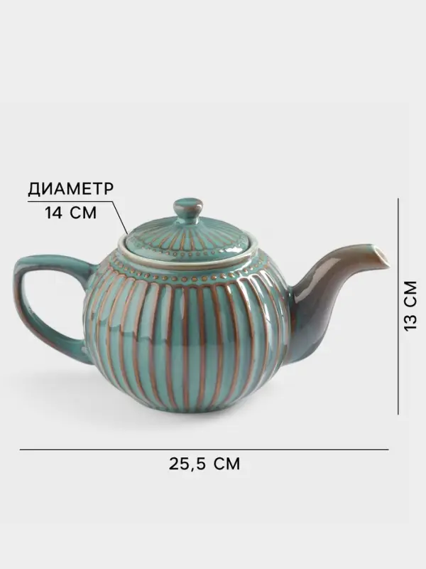 Заварочный чайник Доляна &laquo;Винтаж&raquo;, 1.1 л, керамика, бирюзовый