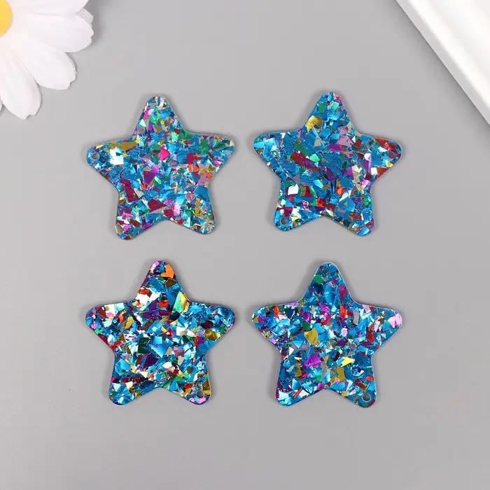 Декор для творчества акрил двусторонний Декор для творчества акрил двусторонний "Блестящая звезда" 3,9х3х0,2 см