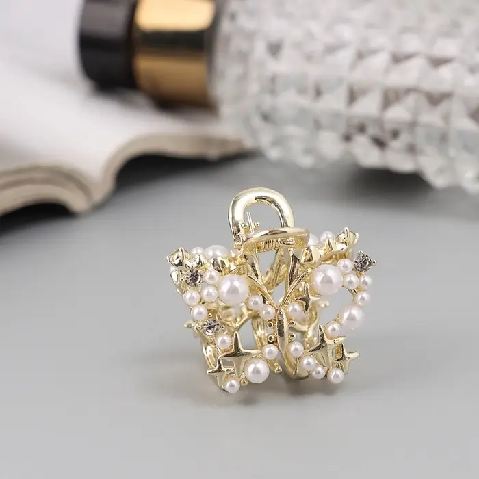 Крабик для волос &laquo;Саманта галант&raquo;, бабочка, 3 см, золотистый