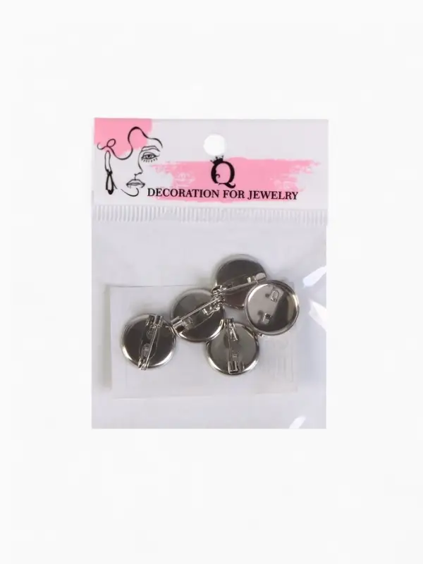 Основа для броши с круглым основанием СМ-367, (набор 5 шт.) 16 мм, цвет серебро