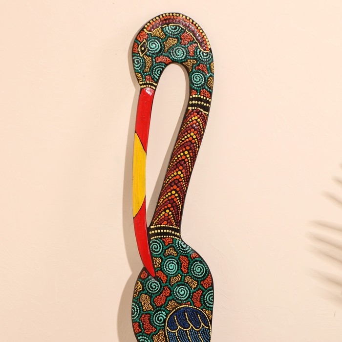 Панно настенное дерево "Аист цветной" 95х13х1 см МИКС