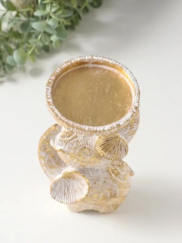 Подсвечник полистоун на 1 свечу "Слоны. Золотые круги" d=8 см 12х10х24 см