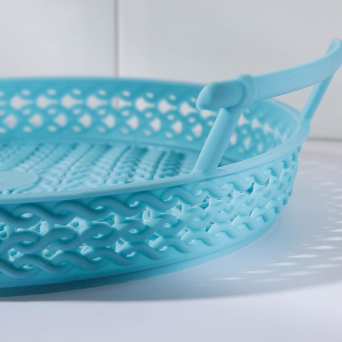 Поднос пластиковый с ручками «Петли», 22,5×6 см, цвет МИКС Поднос пластиковый с ручками «Петли», 22,5×6 см, цвет МИКС