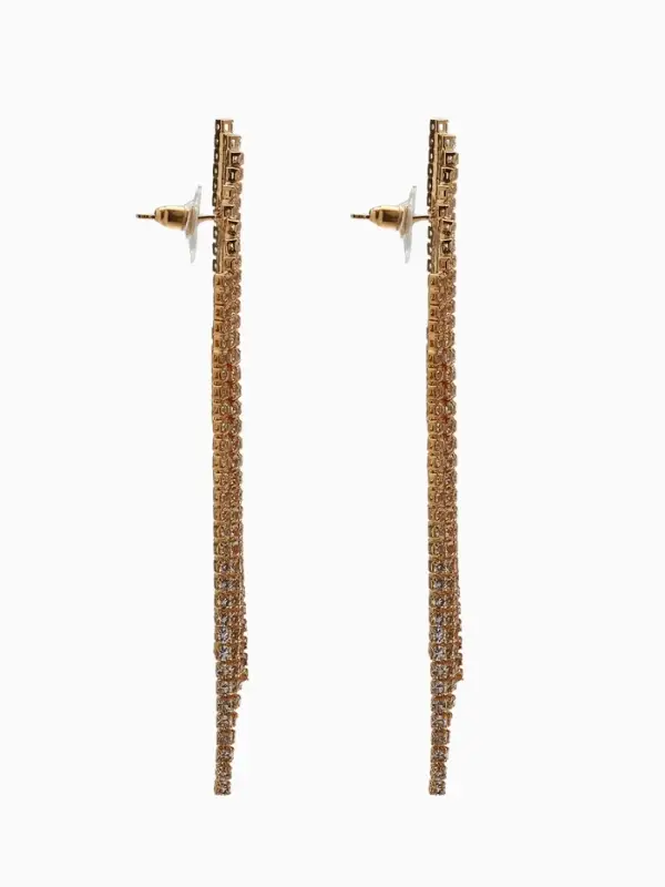 Серьги висячие со стразами &laquo;Вечное сияние&raquo;, лесенка, белые в золоте