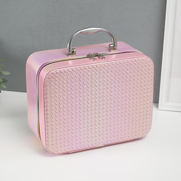 Шкатулка кожзам с зеркалом Шкатулка кожзам с зеркалом "Плетение" розовая н-р 3 шт 19,4х12,5х8 22х16х9 11,5х24,5х18,5 см