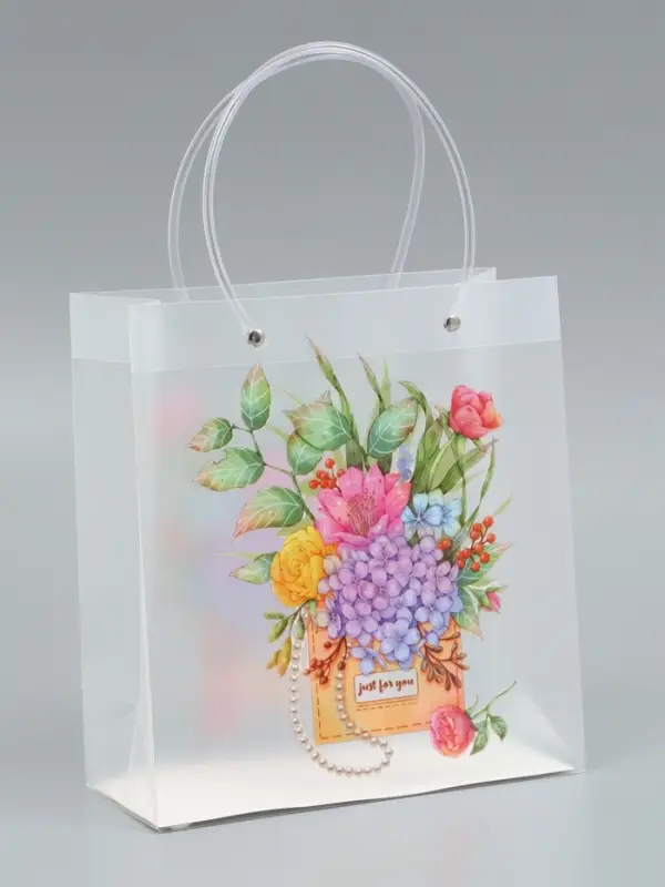 Пакет подарочный прозрачный, "Букет цветов", 22 х 10 х 24 см