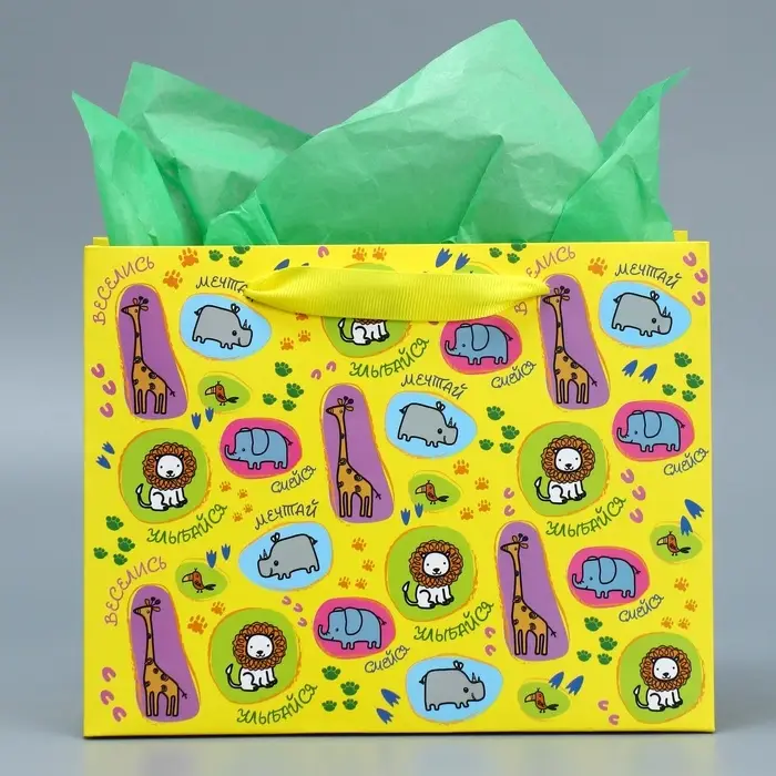 Пакет подарочный ламинированный с тишью, упаковка, «Улыбайся», MS 23 х 18 х 10 см