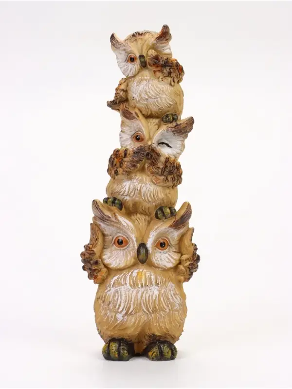 Садовая фигура из полистоуна &laquo;Трио сов&raquo;, 11.5&times;9.5&times;30 см, Greengo