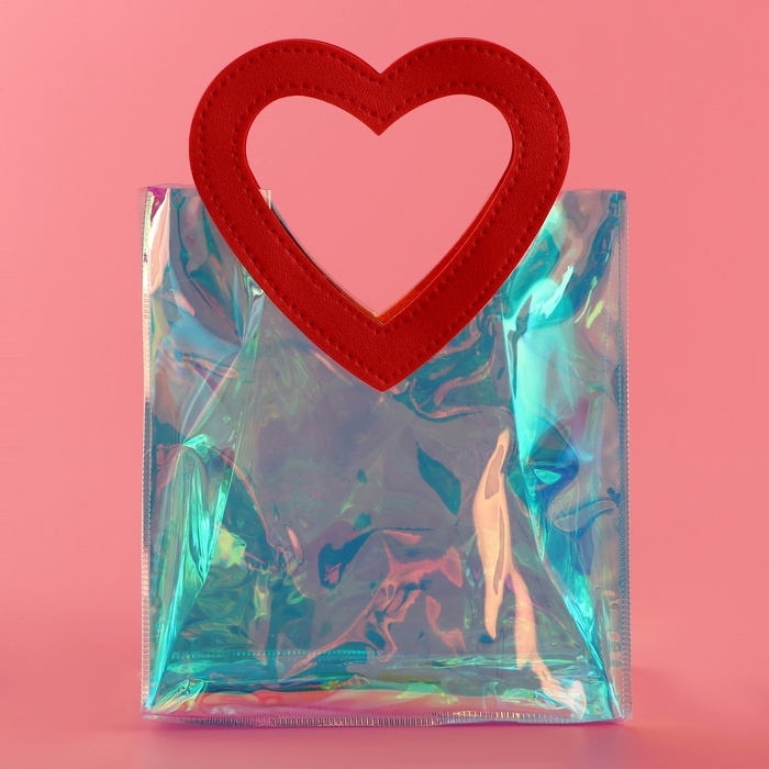 Пакет подарочный из ПВХ, красный, ирридисцентный, 20 х 18 х 10 см Пакет подарочный из ПВХ, красный, ирридисцентный, 20 х 18 х 10 см