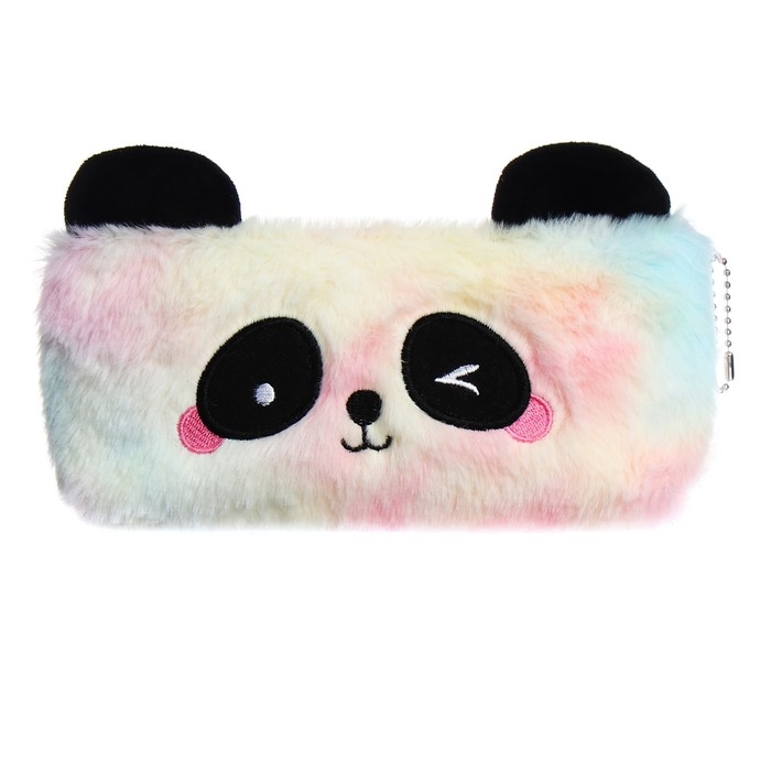 Пенал школьный меховой на молнии Calligrata Пенал школьный меховой на молнии Calligrata "Панда", микс