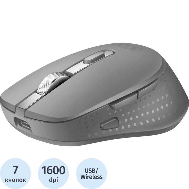 Мышь компьютерная Acer OMR310 1600dpi BT/Radio USB 7b(ZL.MCECC.032)тем-сер
