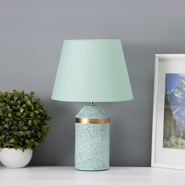 Настольная лампа с абажуром RISALUX «Лорена», 1×Е14, 40 Вт, мятный, 22×22×37 см Настольная лампа с абажуром RISALUX «Лорена», 1×Е14, 40 Вт, мятный, 22×22×37 см