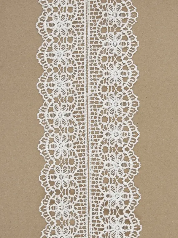 Кружево гипюровое, 45 мм, 6.8&plusmn;0.5 м, цвет белый
