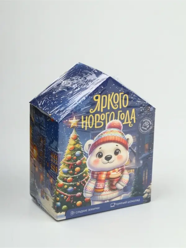 Набор с горячим шоколадом 3 шт, маршмеллоу и декором "Яркого нового года"