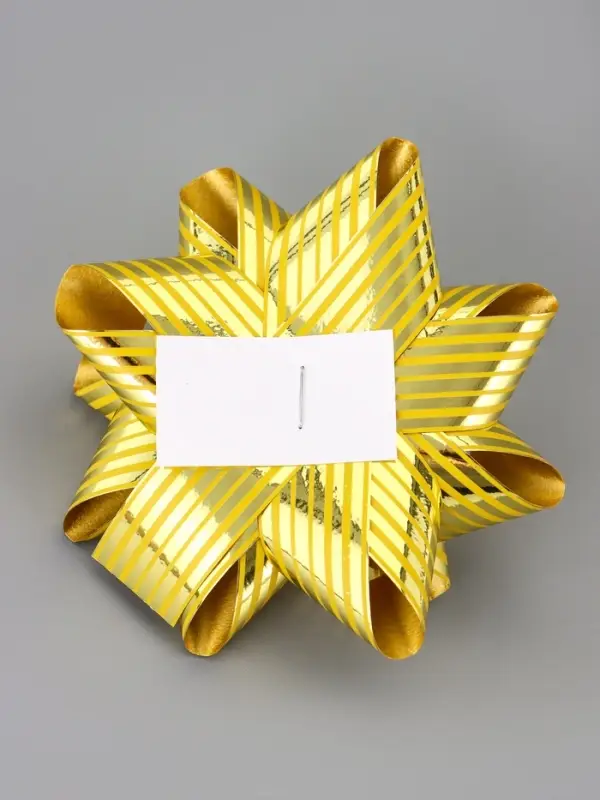 Подарочный Бант - звезда №7.5, металлик с рисунком, для упаковки подарков, набор 8 шт., МИКС