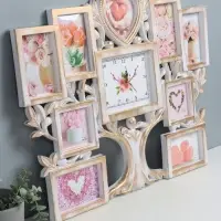 Фоторамка - коллаж на 9 фото с часами настенными &laquo;Семейное дерево&raquo;, бесшумные, 51.5&times;65 см