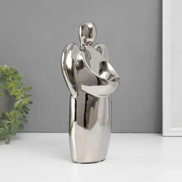 Подсвечник на 1 свечу &laquo;Ангел&raquo;, d=3.5 см, серебро, 14&times;9.5&times;25 см