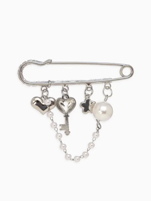 Булавка Булавка "Ключик от сердца", l=6.5, цвет белый в серебре
