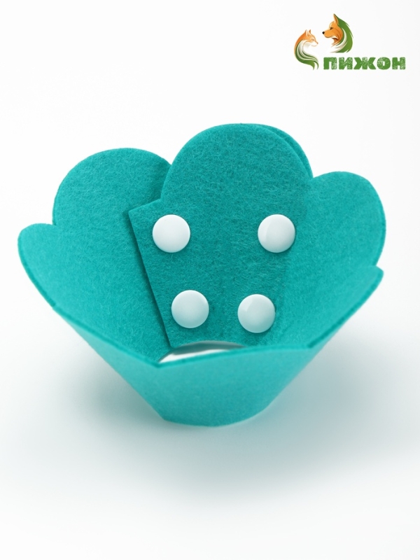 Ветеринарный воротник из фетра  Ветеринарный воротник из фетра "Ромашка", размер M, ярко-бирюзовый