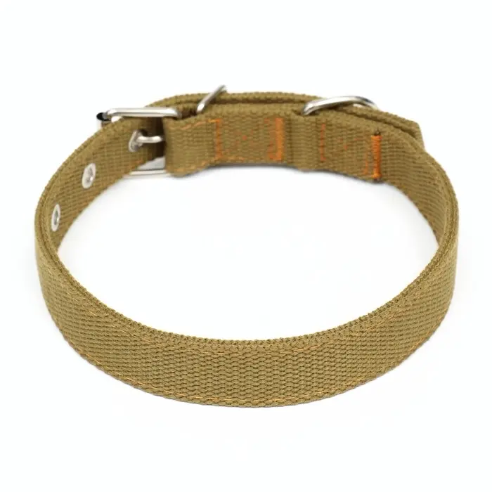 Брезентовый ошейник, 58&times;2.5 см, двухслойный, цвет песочный