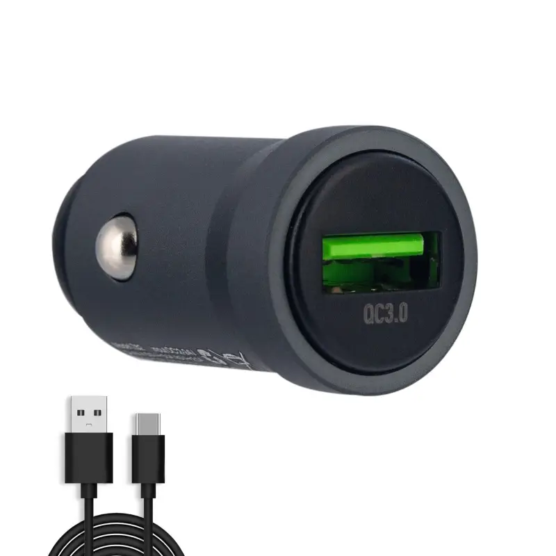 Автомобильное зарядное устройство с кабелем USB на Type-C USB QC3.0 Z62 Hoco серый