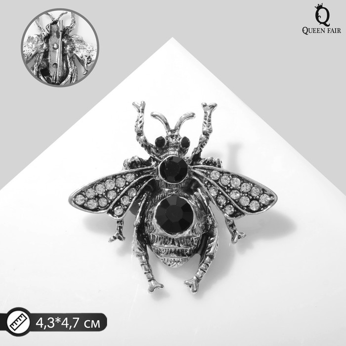Брошь «Муха» классика, цвет чёрный в чернёном серебре Брошь «Муха» классика, цвет чёрный в чернёном серебре