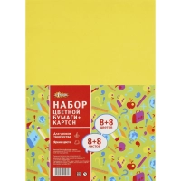 Набор цветной бумаги №1School 8л.8цв.офсет+картон 8л.8цв.немел,А4 Отличник