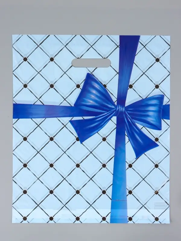 Пакет &laquo;Синий бант&raquo;, полиэтиленовый с вырубной ручкой, 36&times;43 + 3 см, 35 мкм