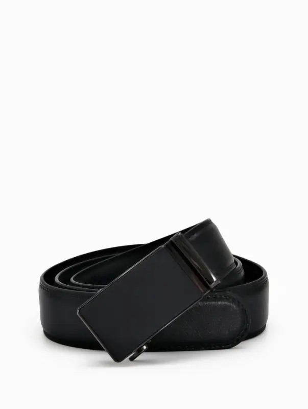 Ремень мужской, 126&times;3.5 см, натуральная кожа, пряжка автомат, чёрный