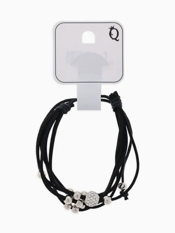 Браслет кожа &laquo;Шамбала&raquo; 5 нитей, замша, чёрный, d=8 см