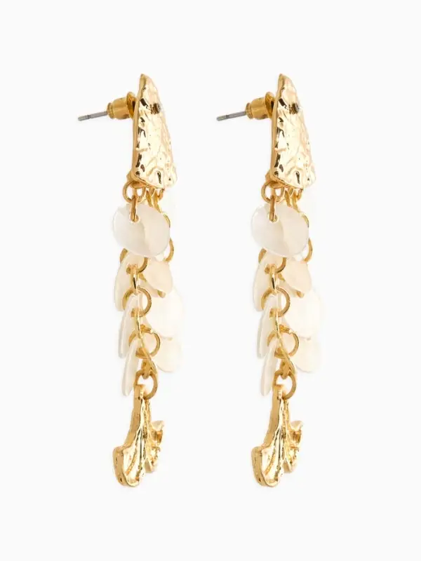 Серьги &laquo;Морской мир&raquo;, чешуя рыбки, белые в золоте