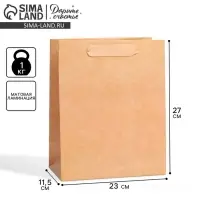 Пакет подарочный ламинированный, упаковка, &laquo;Крафтовый&raquo;, ML 23&times;27&times;11.5 см