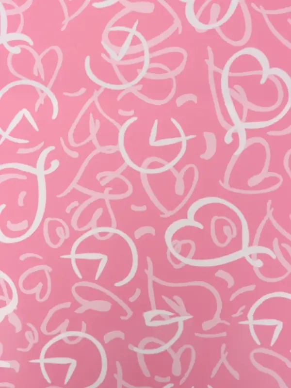 Пленка для цветов, "Сердца", розовая, 57х57 см