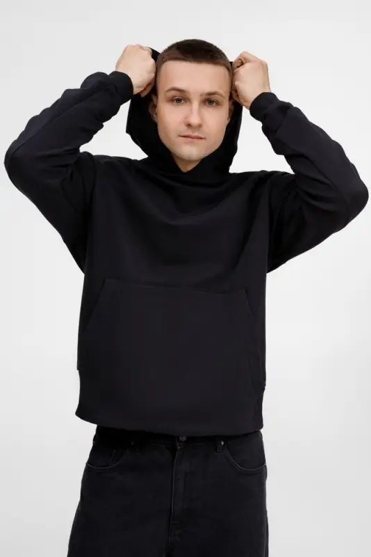 Худи оверсайз унисекс Kosmos, черное, размер XS/S Худи оверсайз унисекс Kosmos, черное, размер XS/S