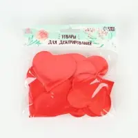 Сердечки декоративные, набор 12 шт., 6.5&times;5 см, красные