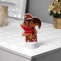 Световая картинка на подставке &laquo;Белочка&raquo;, 11 см, 1 LED, от батареек, свечение тёплое белое