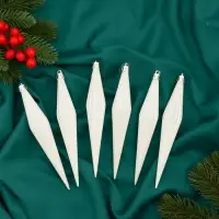 Ёлочные игрушки набор 6 шт. &laquo;Сосулька острая в полоску&raquo;, 3&times;18 см, белый