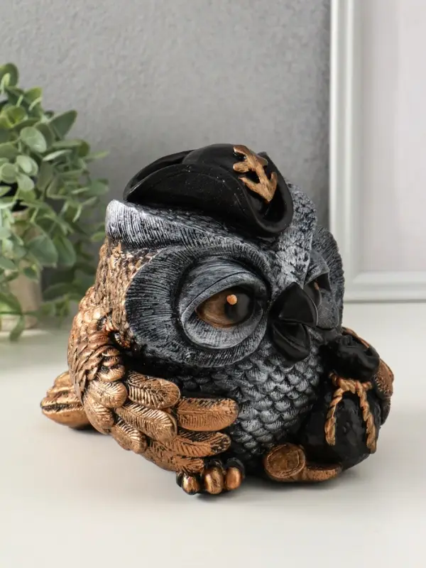 Копилка Копилка "Сова в треуголке" 18х17 см, бронза с серебром