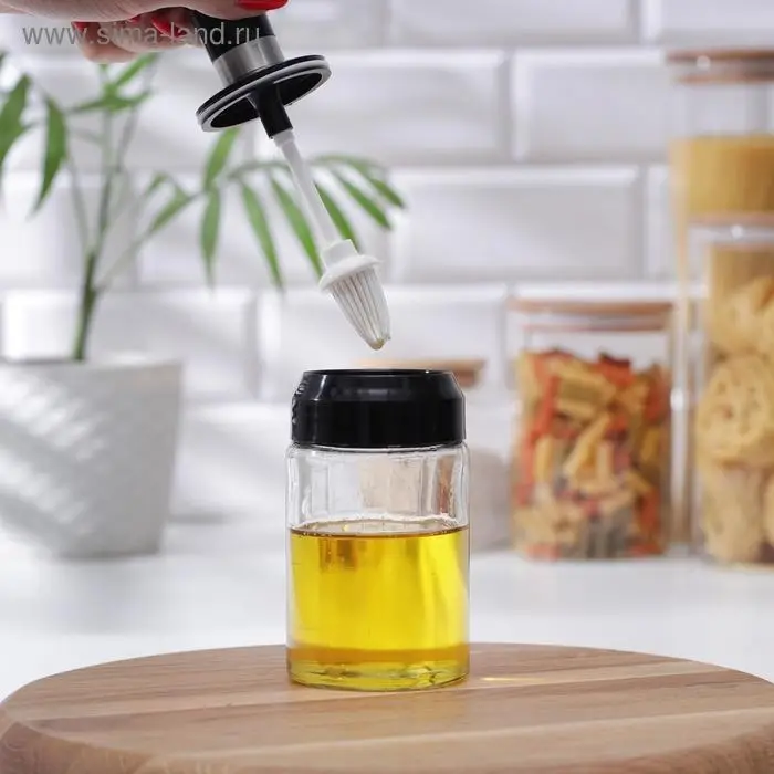 Ёмкость для масла с кисточкой «Олио», 250 мл, 6,5×16 см, цвет прозрачный