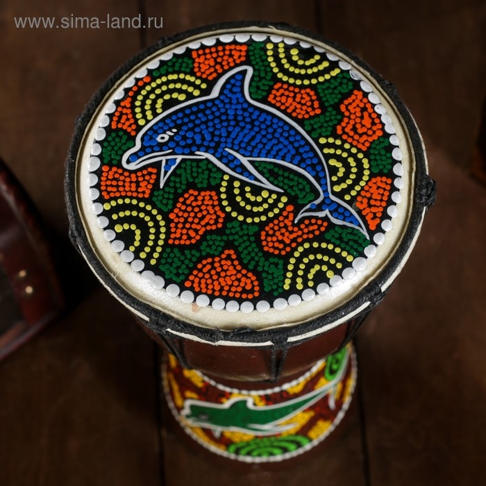 Сувенирный музыкальный инструмент Сувенирный музыкальный инструмент "Барабан Джембе Разноцветный" 13x13x24 см, МИКС
