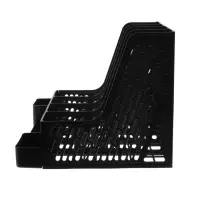 Лоток для бумаг Calligrata с отделениями для пишущих принадлежностей, вертикальный, 4 отделения, чёрный