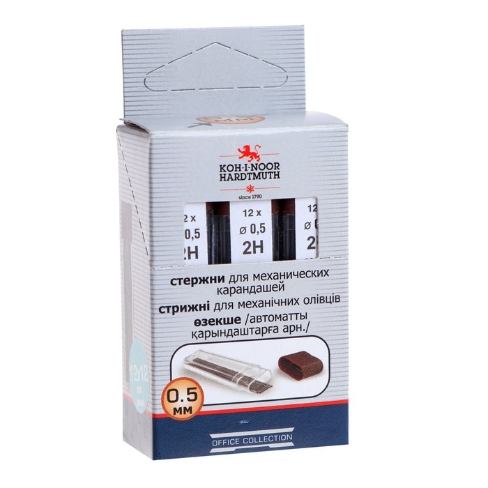 Грифели для механических карандашей 0.5 мм, Koh-I-Noor 4152 2Н, 12 штук, в футляре Грифели для механических карандашей 0.5 мм, Koh-I-Noor 4152 2Н, 12 штук, в футляре