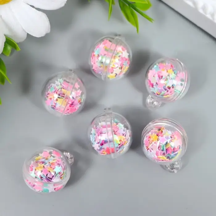 Пластиковый элемент, декоративная подвеска «Арт Узор. Шар - звёздочки», 2.5×2 см Пластиковый элемент, декоративная подвеска «Арт Узор. Шар - звёздочки», 2.5×2 см