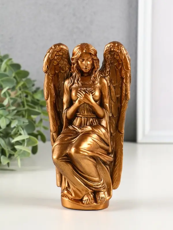Фигура гипс "Ангел Равена" 16х9 см, бронза