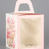 Коробка подарочная пасхальная с окном «Пасхальный букет» 15×15×18 см Коробка подарочная пасхальная с окном «Пасхальный букет» 15×15×18 см