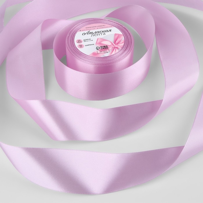 Лента атласная, 50 мм × 23 ± 1 м, цвет тёплый лавандовый №141 Лента атласная, 50 мм × 23 ± 1 м, цвет тёплый лавандовый №141