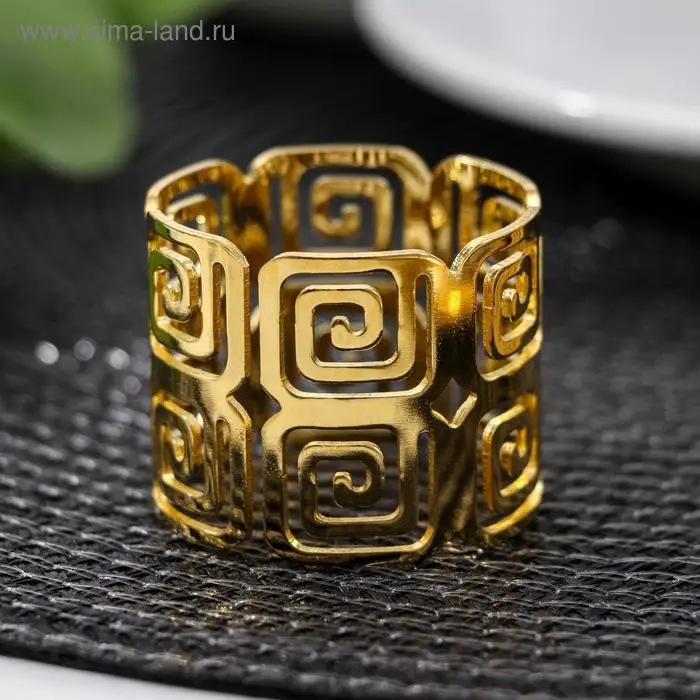 Кольцо для салфетки &laquo;Греческий&raquo;, 4&times;3.5 см, железо, золотистое