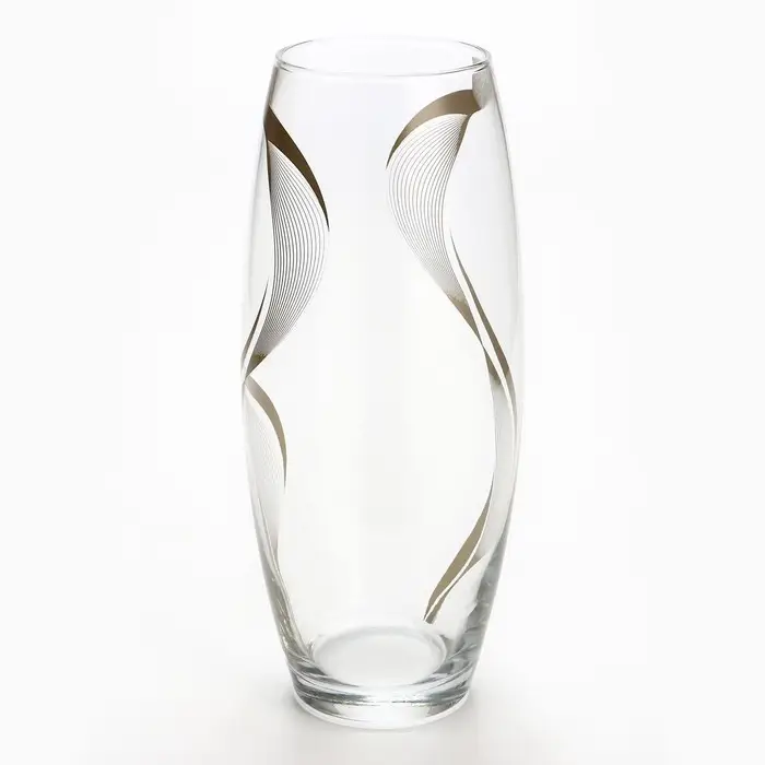 Ваза для цветов &laquo;Линии&raquo; стеклянная, прозрачная, 26 см, 1.7 л.