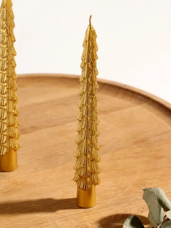 Набор новогодних свечей Набор новогодних свечей "Ель" 1,9х1,9х20 см, 2 шт, золото