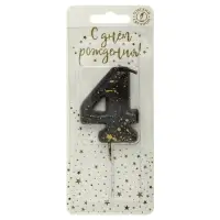 Свеча в торт "Черные брызги", цифра "4"